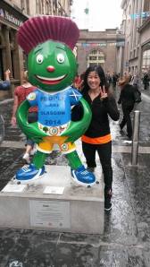 With the Games mascot Clyde in Glasgow